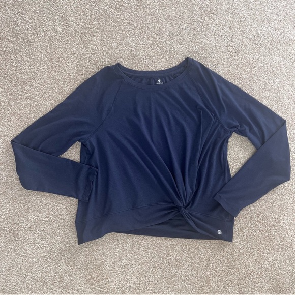 Apana Blue Workout Shirt With Twist Women's Size Medium - Picture 1 of 7